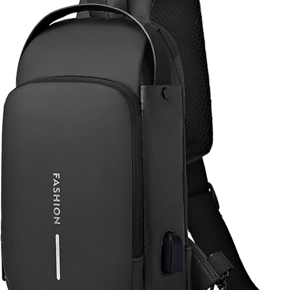 Sling Bag for Men Anti-Theft USB Crossbody Backpack Waterproof Chest Daypack